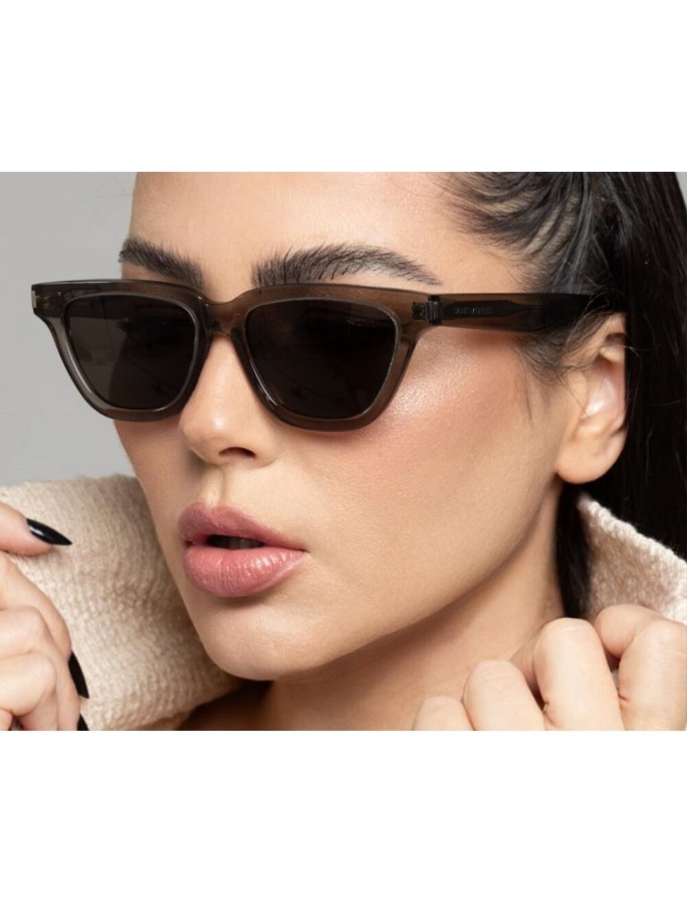 Saint Laurent SL462 SULPI 020 Brown Cat Eye Sunglasses